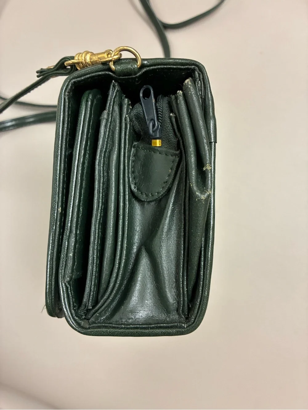 Vintage Polo Ralph Lauren Green Leather Crossbody Bag Purse